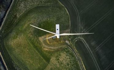 Image of a wind turbine from above