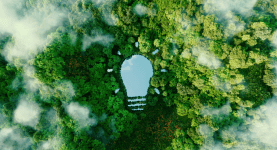 Green Forest with Bulb shaped lake