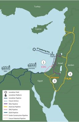 An image showing the pipelines connecting Egypt and Israel.